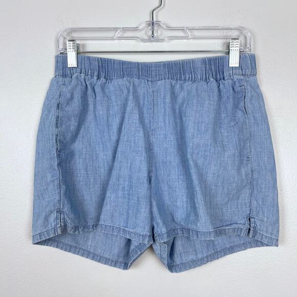 Madewell Chambray Pull On Shorts Elastic‎ Waist Blue Cotton l0048 Summer Small - Picture 3 of 9
